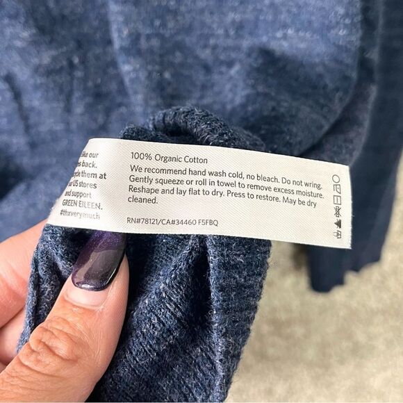 Eileen Fisher Sweater Women’s Small Blue Knit Relaxed Fit Crew Neck - Picture 5 of 5